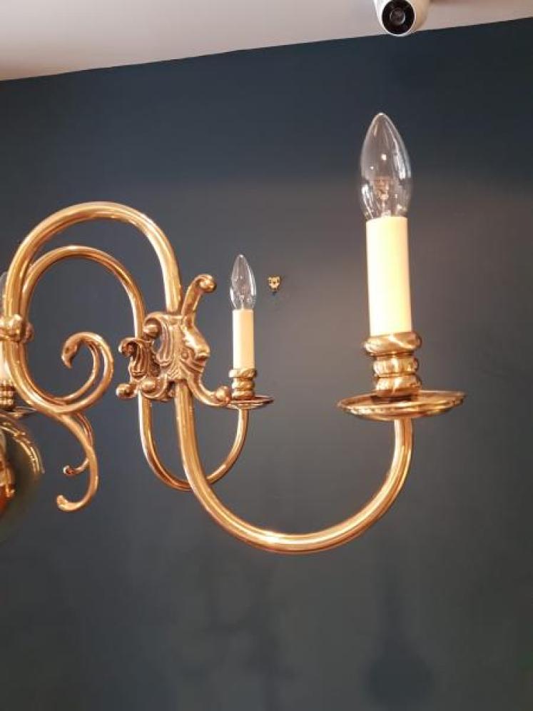 Fully Restored Edwardian Brass Six Arm Chandelier - Image 4