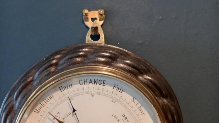 Victorian Steel Barometer with Thermometer - Image 4