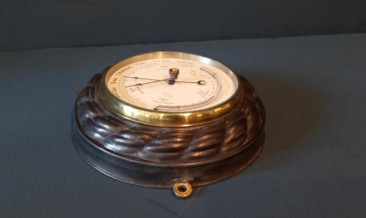 Victorian Steel Barometer with Thermometer - Image 6