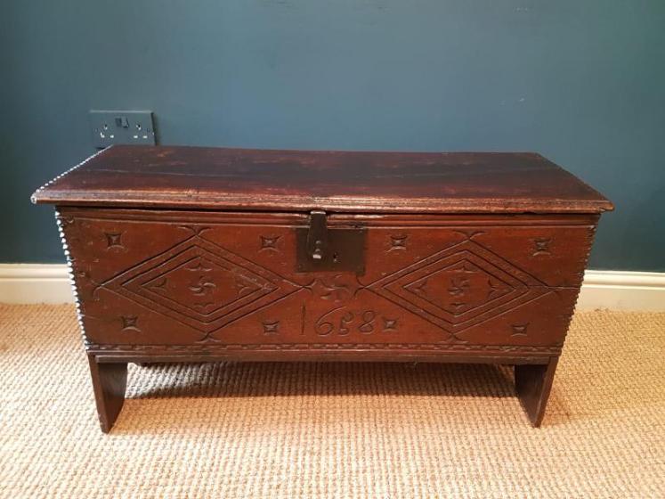 Period Oak Six Plank Coffer Dated 1658 - Image 6