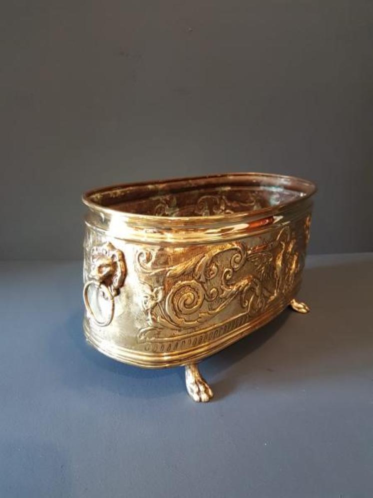 Victorian Embossed Brass Planter - Image 2