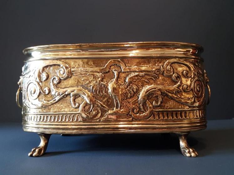 Victorian Embossed Brass Planter - Image 5