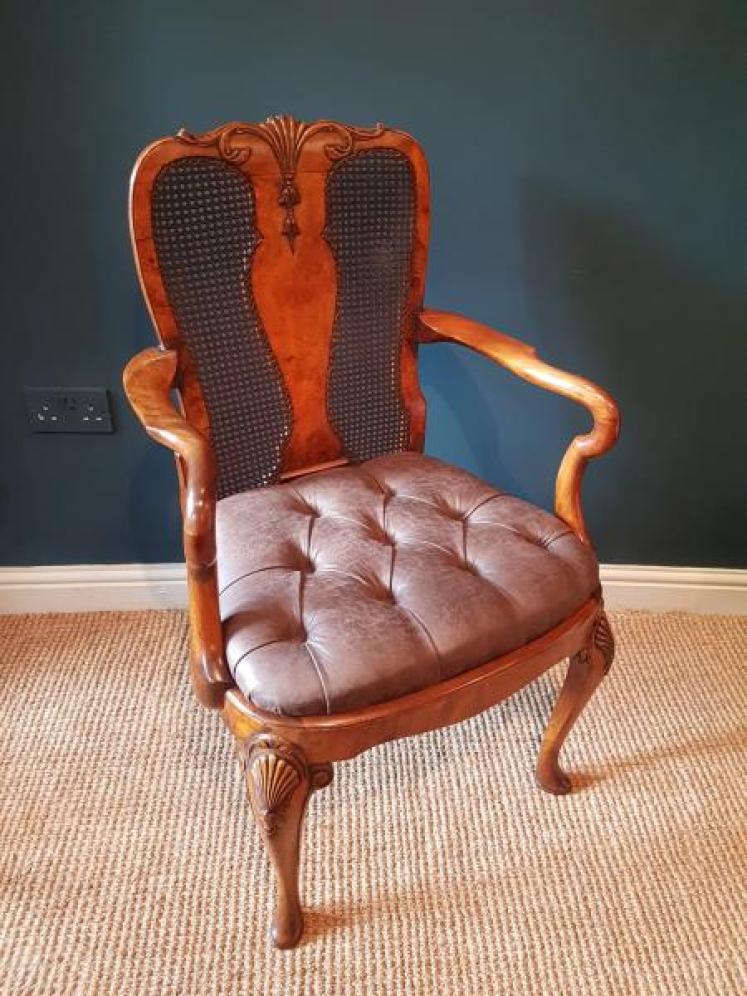 Edwardian Walnut Elbow Chair - Image 1