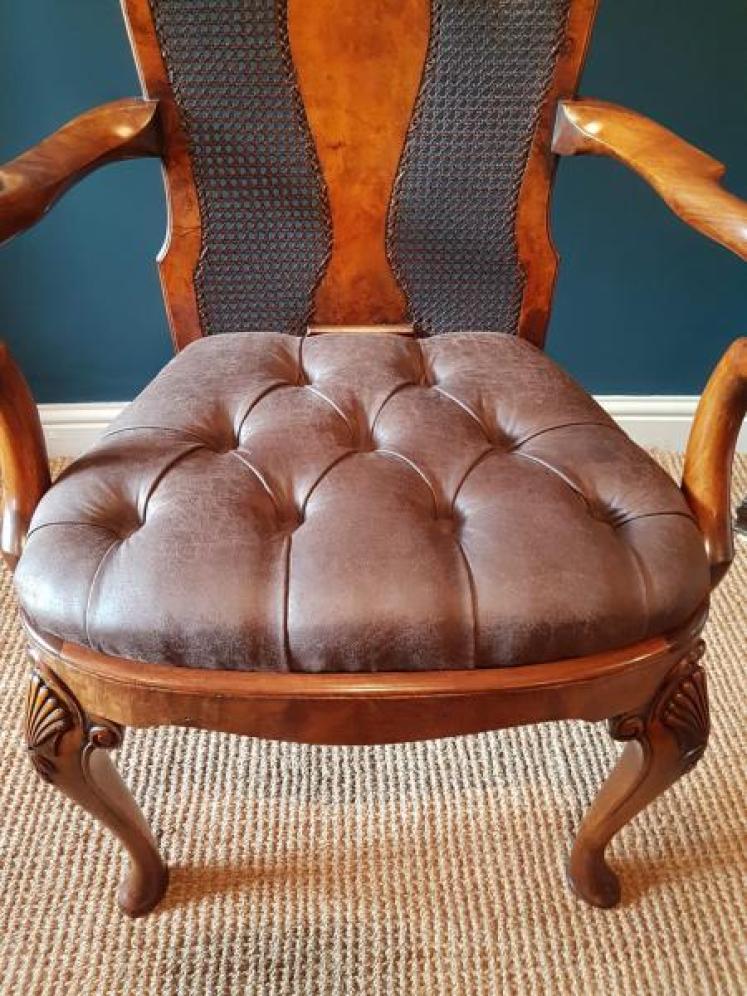 Edwardian Walnut Elbow Chair - Image 2