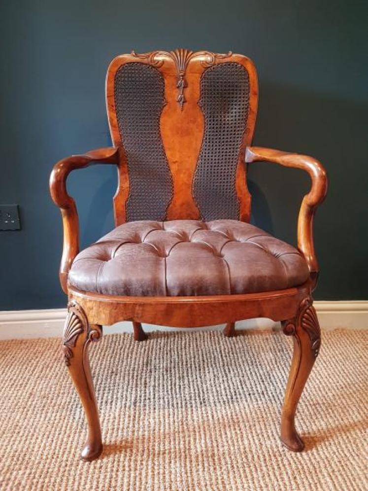 Edwardian Walnut Elbow Chair - Image 6