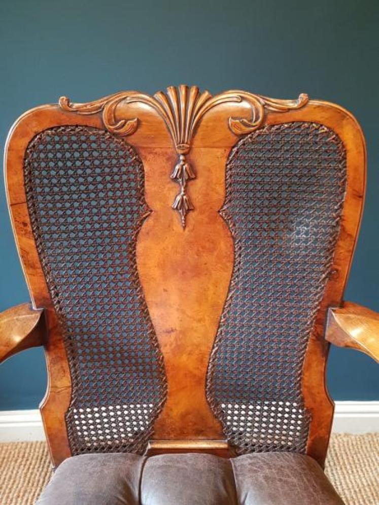Edwardian Walnut Elbow Chair - Image 7