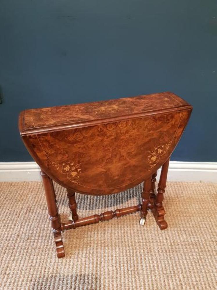 Fine Quality Victorian Burr Walnut Baby Sutherland Table - Image 1
