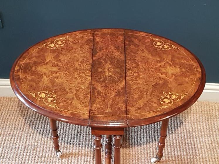 Fine Quality Victorian Burr Walnut Baby Sutherland Table - Image 2