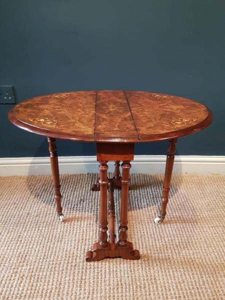 Fine Quality Victorian Burr Walnut Baby Sutherland Table - Image 3