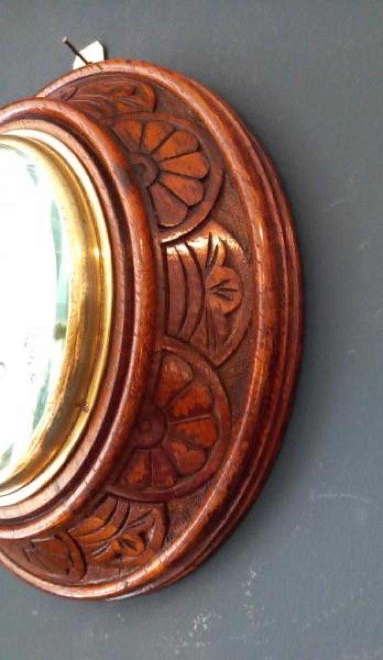  Victorian Carved Oak Surround Aneroid Barometer - Image 6