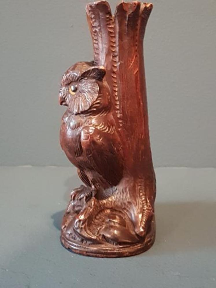 Victorian Black Forest Owl Spill Vase - Image 3
