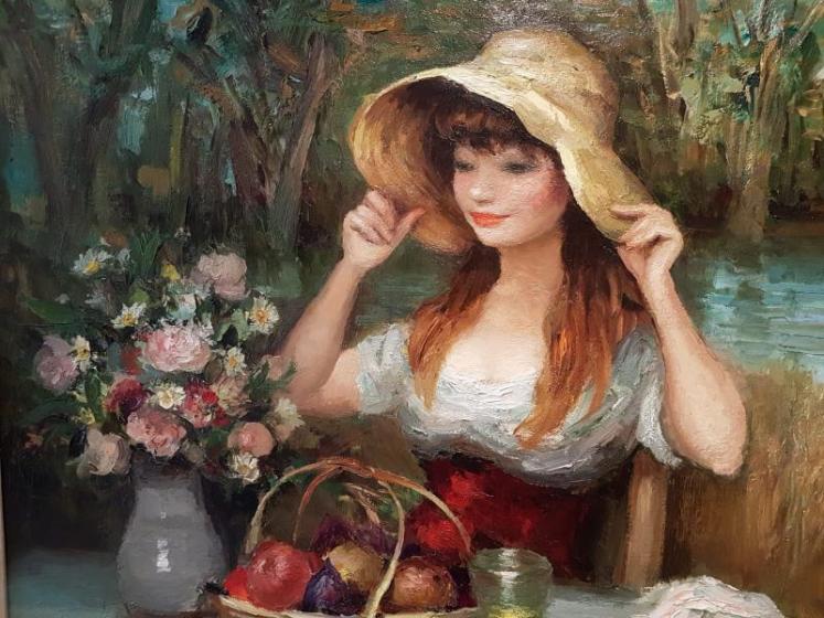 Marcel Dyf 'Claudine In A Hat' Oil On Canvas   - Image 3