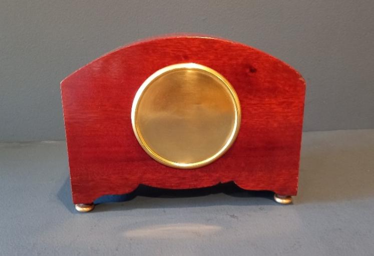 Edwardian Period Burr Walnut Sunburst Inlay Mantel Clock - Image 6