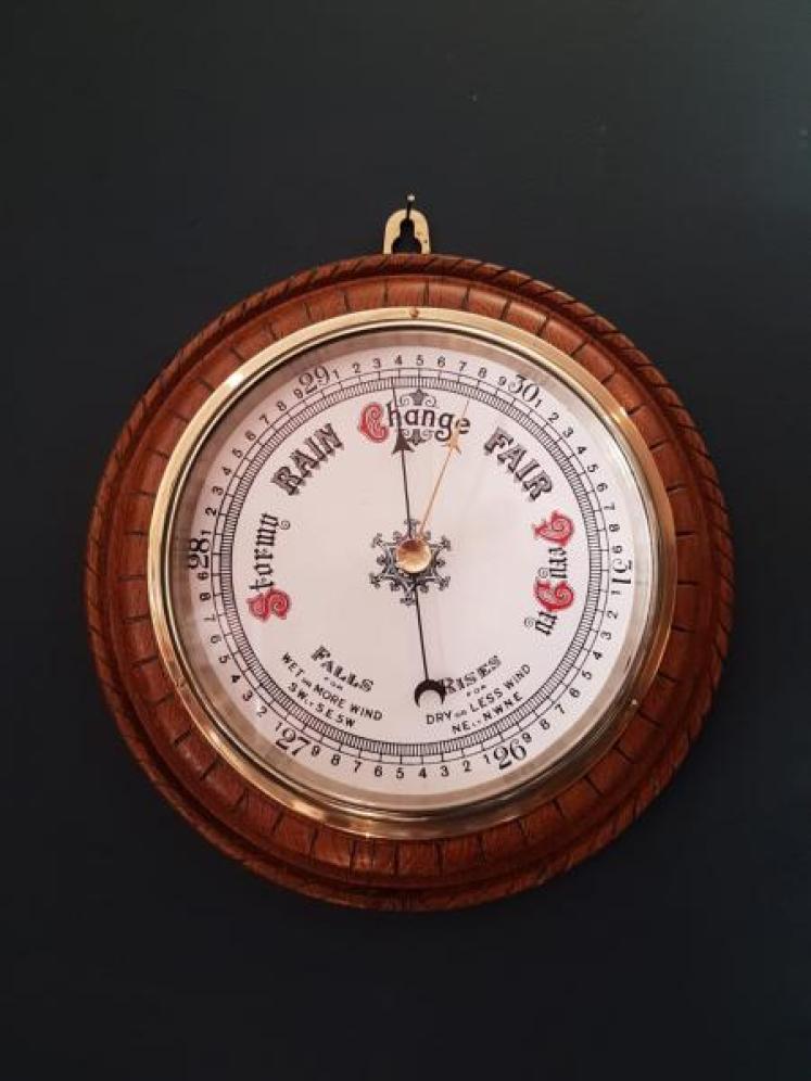 Victorian Oak Cased Enamel Dial Barometer - Image 1