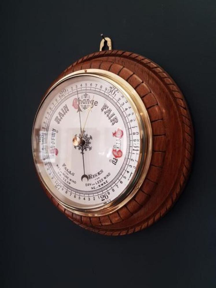 Victorian Oak Cased Enamel Dial Barometer - Image 2