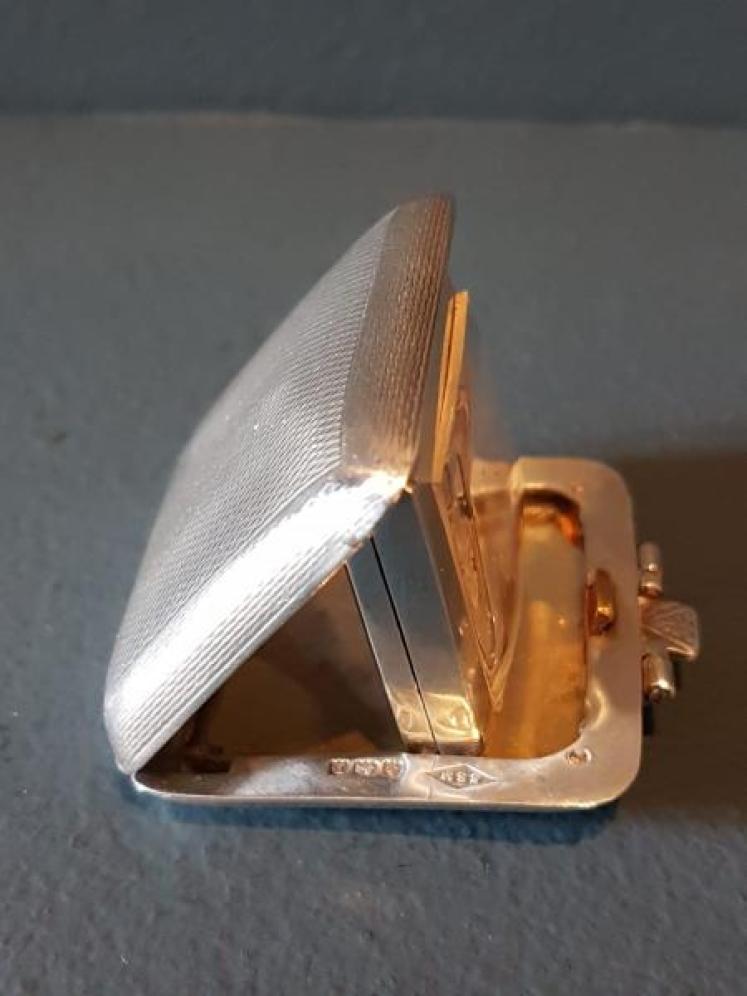 George V Engine Turned Silver Travelling Clock - Image 2