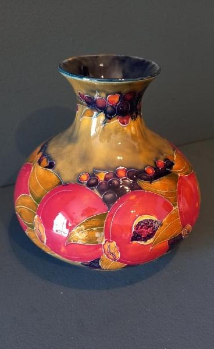 Early Moorcroft Ochre Ground Pomegranate Vase - Image 4
