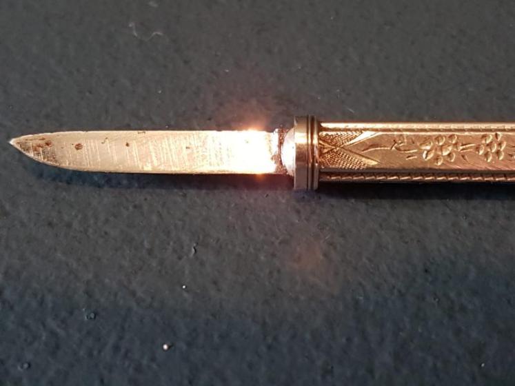 Engraved Silver Pencil, Quill and Knife Combination - Image 3