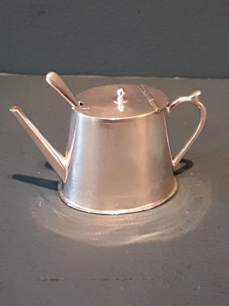 Rare Miniature Tea Pot Shaped Mustard Pot - Image 1
