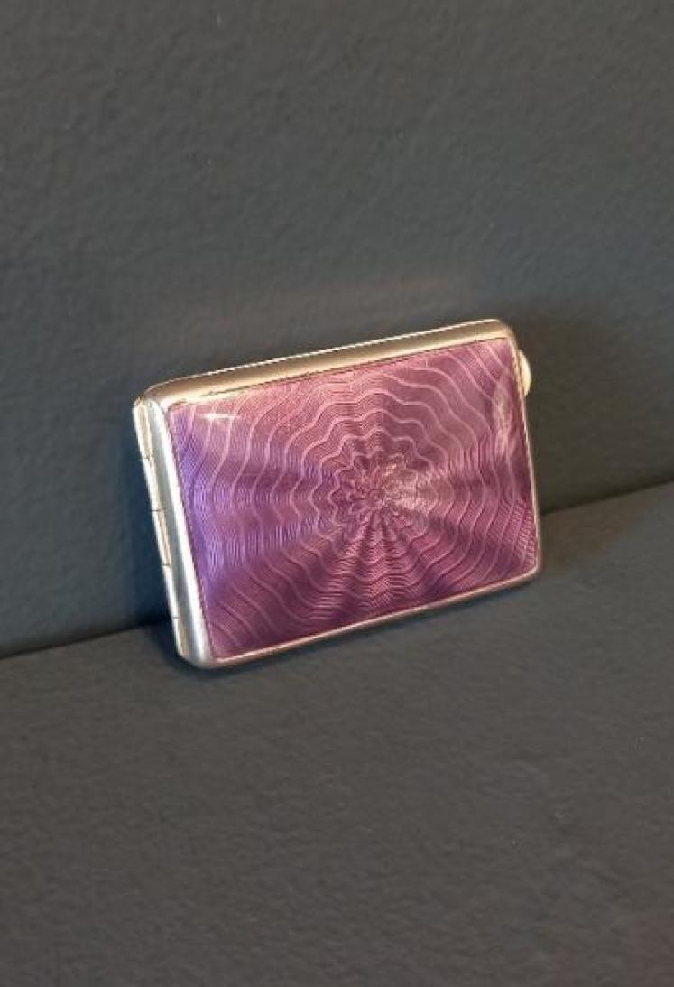 Fine George V Period Silver & Lilac Enamel Match Case - Image 6
