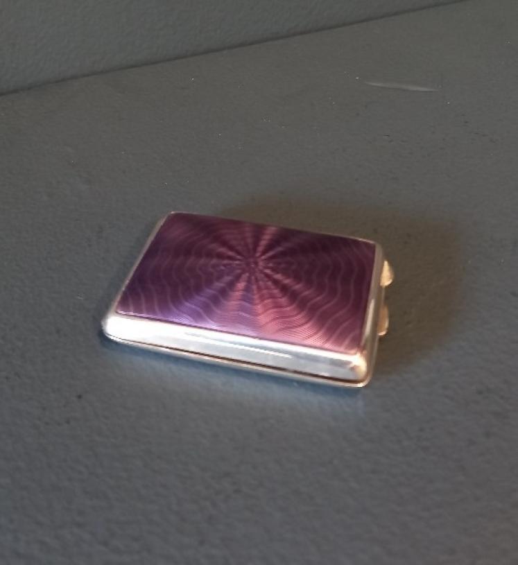 Fine George V Period Silver & Lilac Enamel Match Case - Image 7