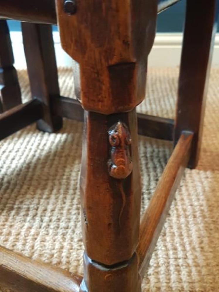 Outstanding Pair of 1930's Mouseman Bootroom Chairs - Image 5