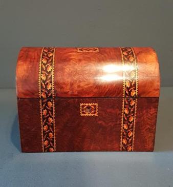 Victorian Dome Top Tumbridge Inlaid Caddy 