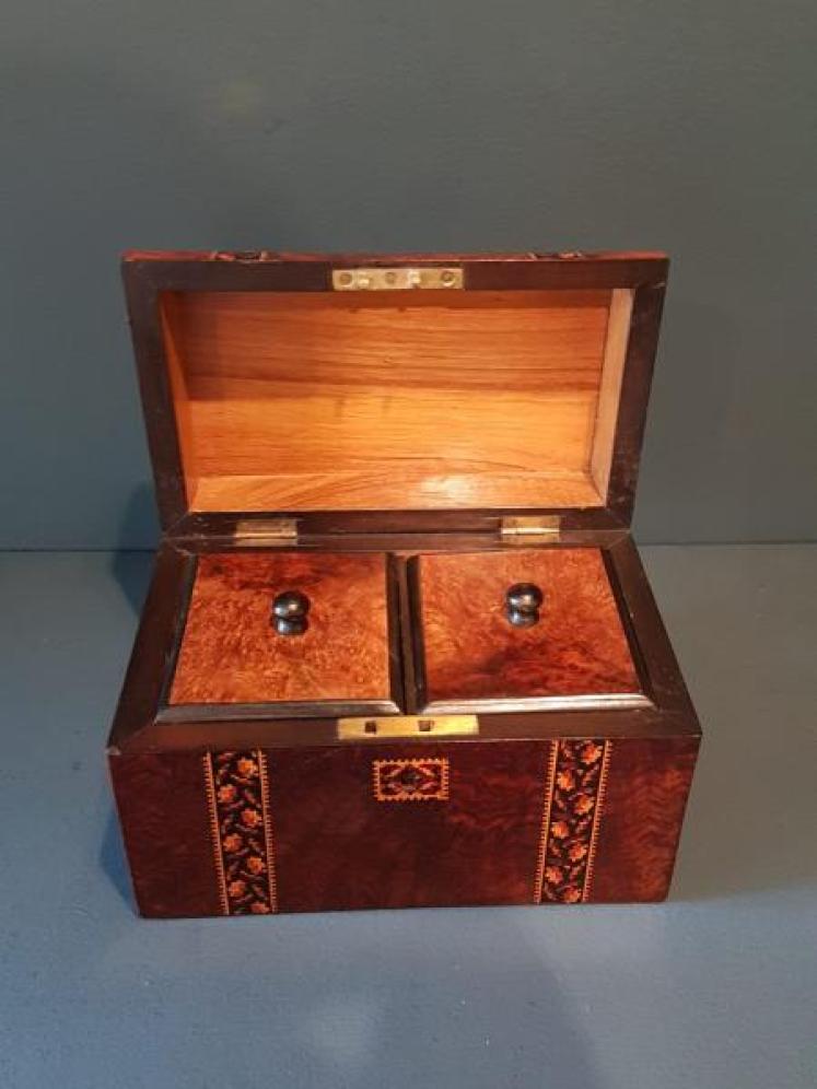 Victorian Dome Top Tumbridge Inlaid Caddy  - Image 3