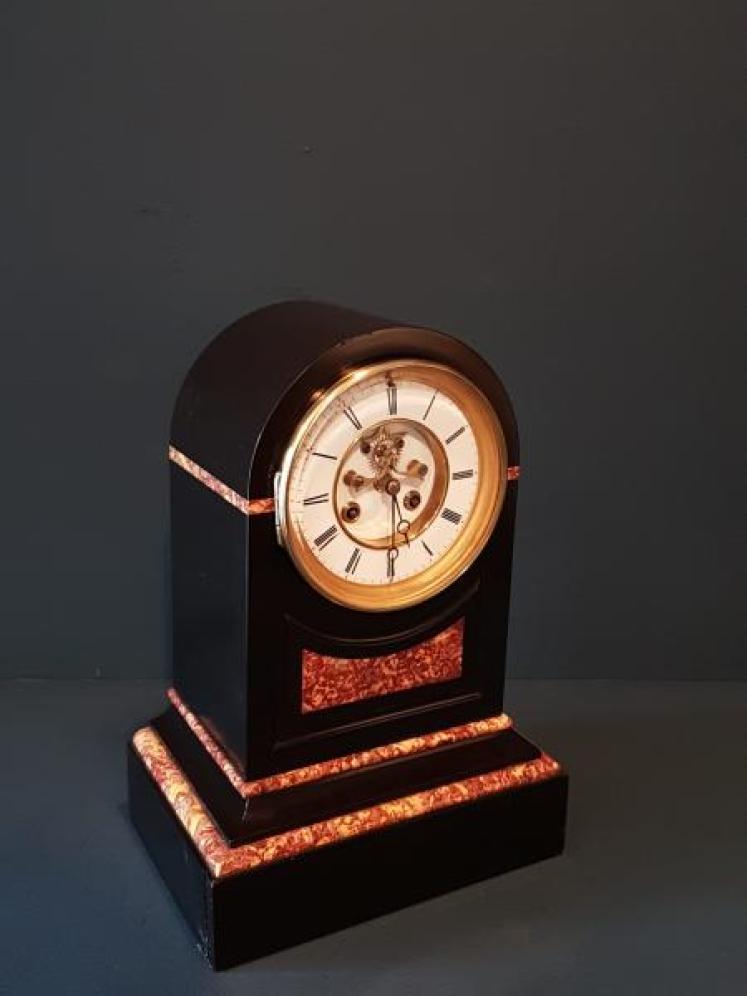 Victorian Polished Slate Mantel Clock - Image 2