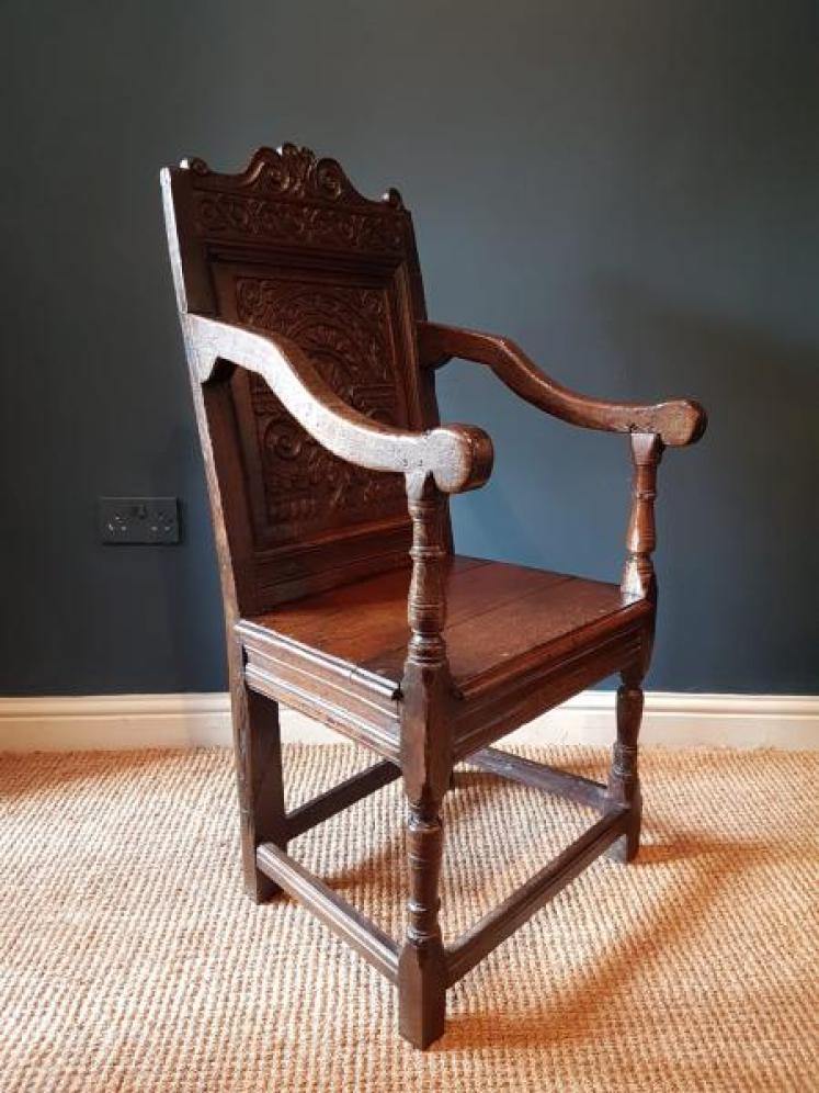 Superb Charles I Oak Wainscot Chair - Image 3