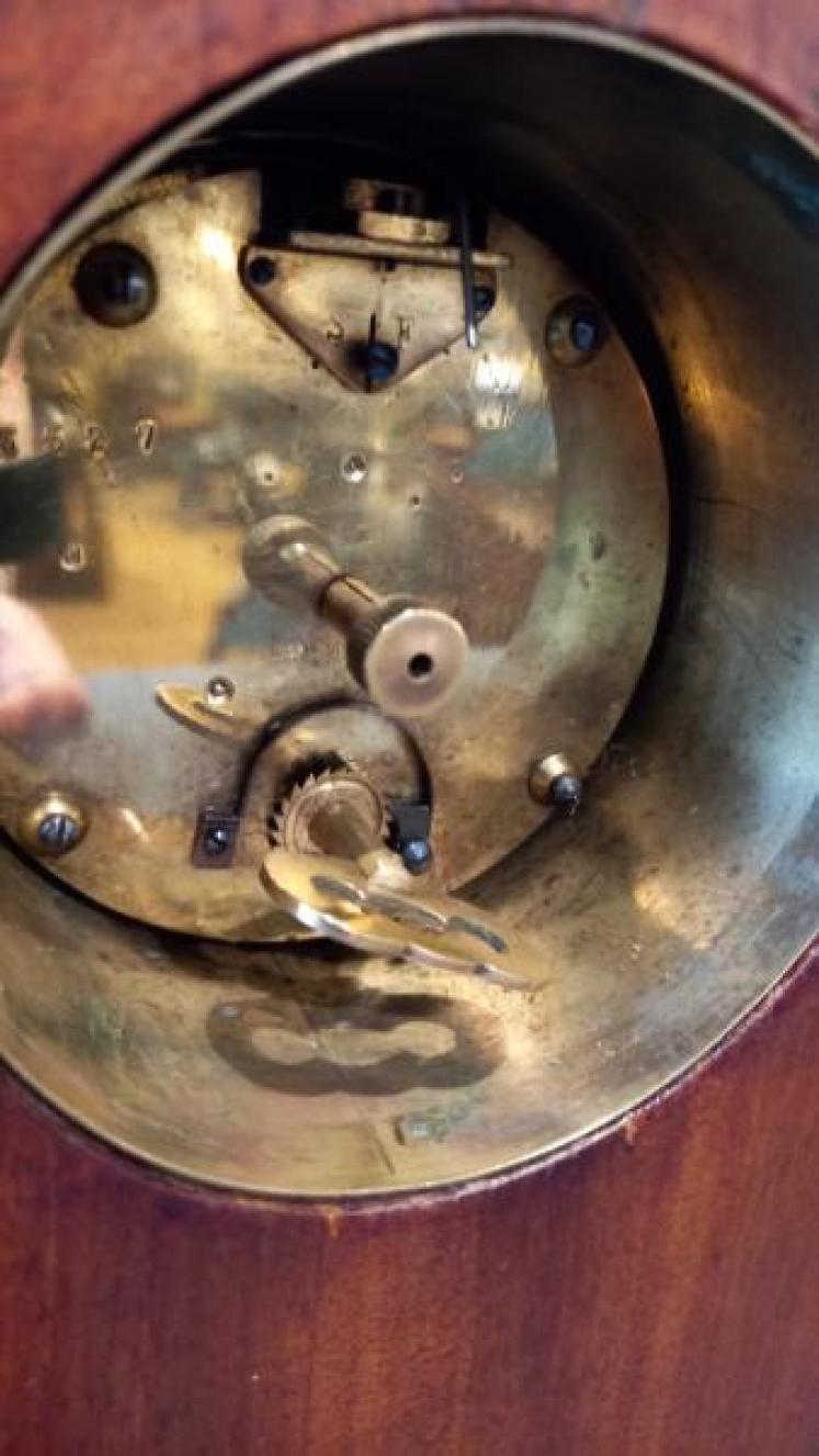 Edwardian Period Bow Fronted Inlaid Mantel Clock - Image 6