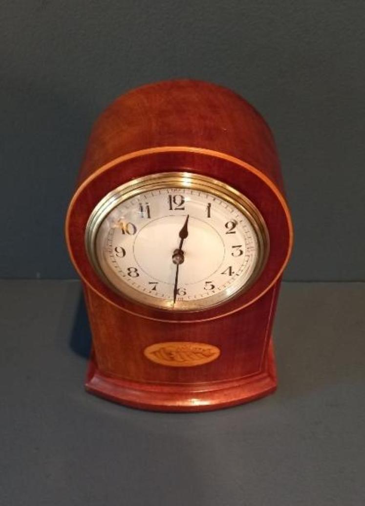 Edwardian Period Bow Fronted Inlaid Mantel Clock - Image 7