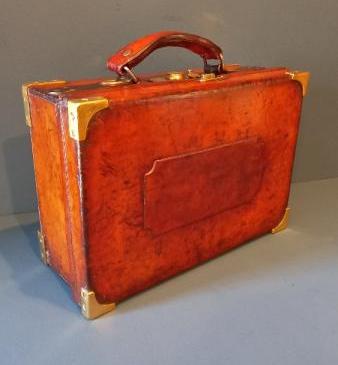 Edwardian Leather & Brass Bound Cartridge Case