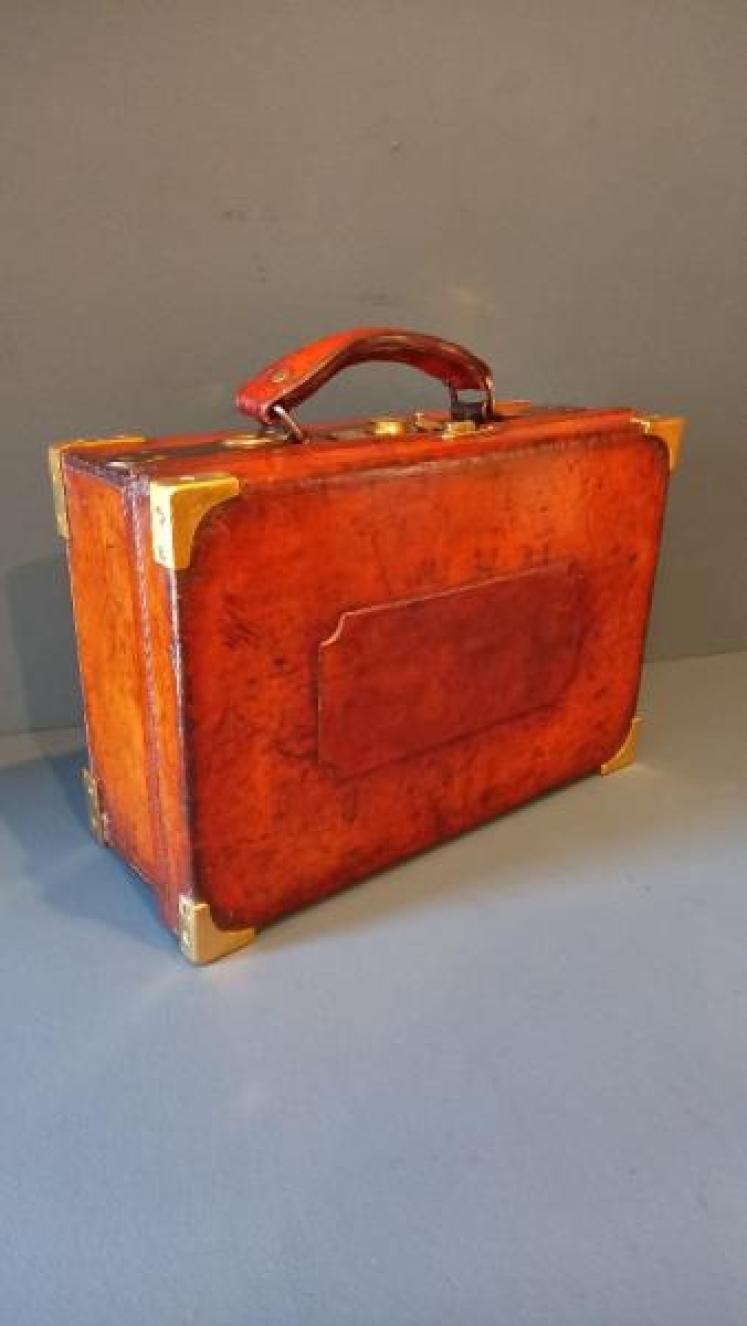 Edwardian Leather & Brass Bound Cartridge Case - Image 1