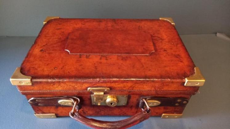 Edwardian Leather & Brass Bound Cartridge Case - Image 2