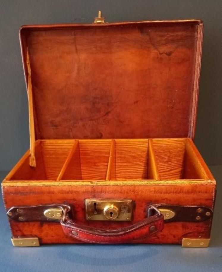 Edwardian Leather & Brass Bound Cartridge Case - Image 3