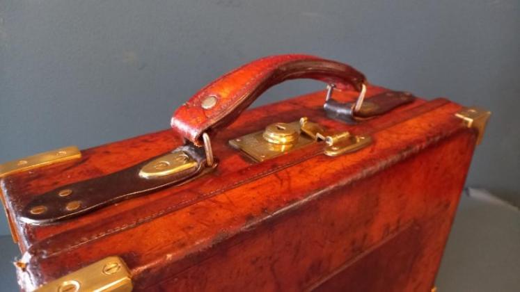 Edwardian Leather & Brass Bound Cartridge Case - Image 6