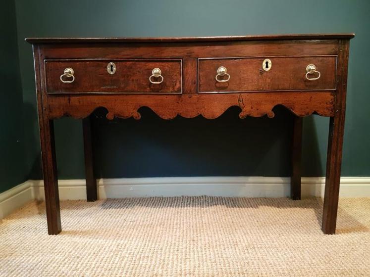 Small George II Oak Two Drawer Dresser - Image 1