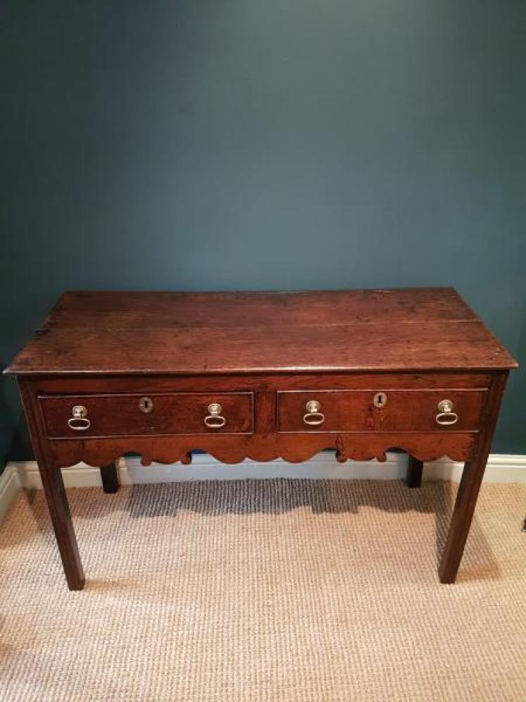 Small George II Oak Two Drawer Dresser - Image 2