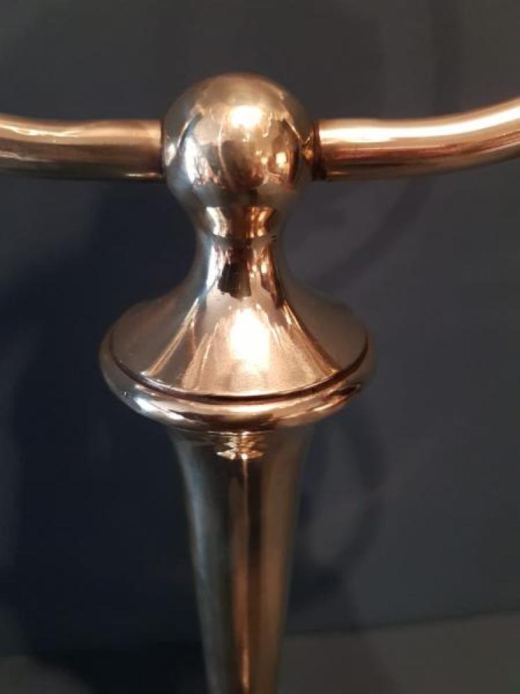 Art Nouveau Brass Table Lamp and Shade - Image 5