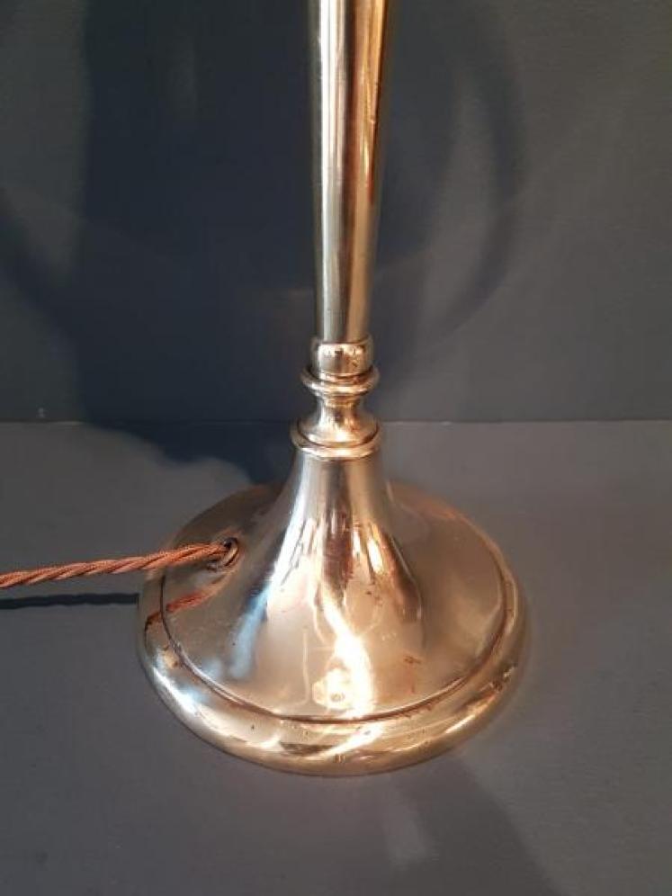 Art Nouveau Brass Table Lamp and Shade - Image 6