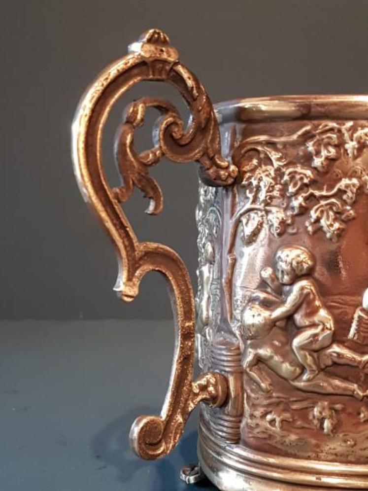 Early Victorian Embossed Brass Planter - Image 6