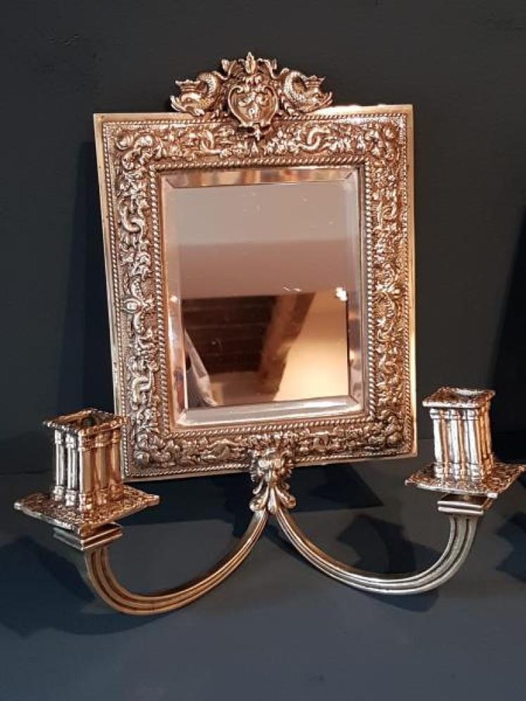 Matching Pair of Victorian Mirror Back Wall Sconces - Image 3