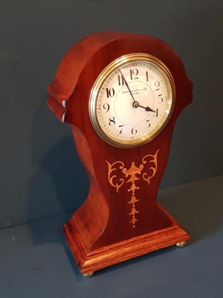 Edwardian Mahogany Inlaid Mantel Clock by Sharman D Neill of Belfast - Image 6