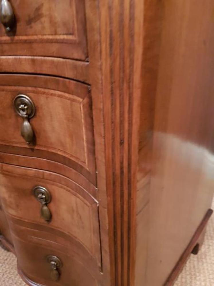 Edwardian Walnut Ribbon Front Chest of Drawers - Image 5