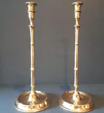 Large Pair of Victorian Brass Candlesticks