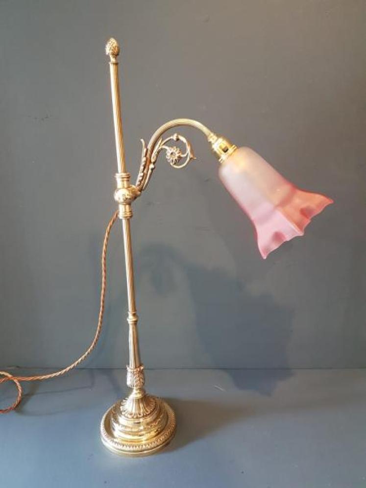 Edwardian Brass Rise and Fall Table Lamp  - Image 1