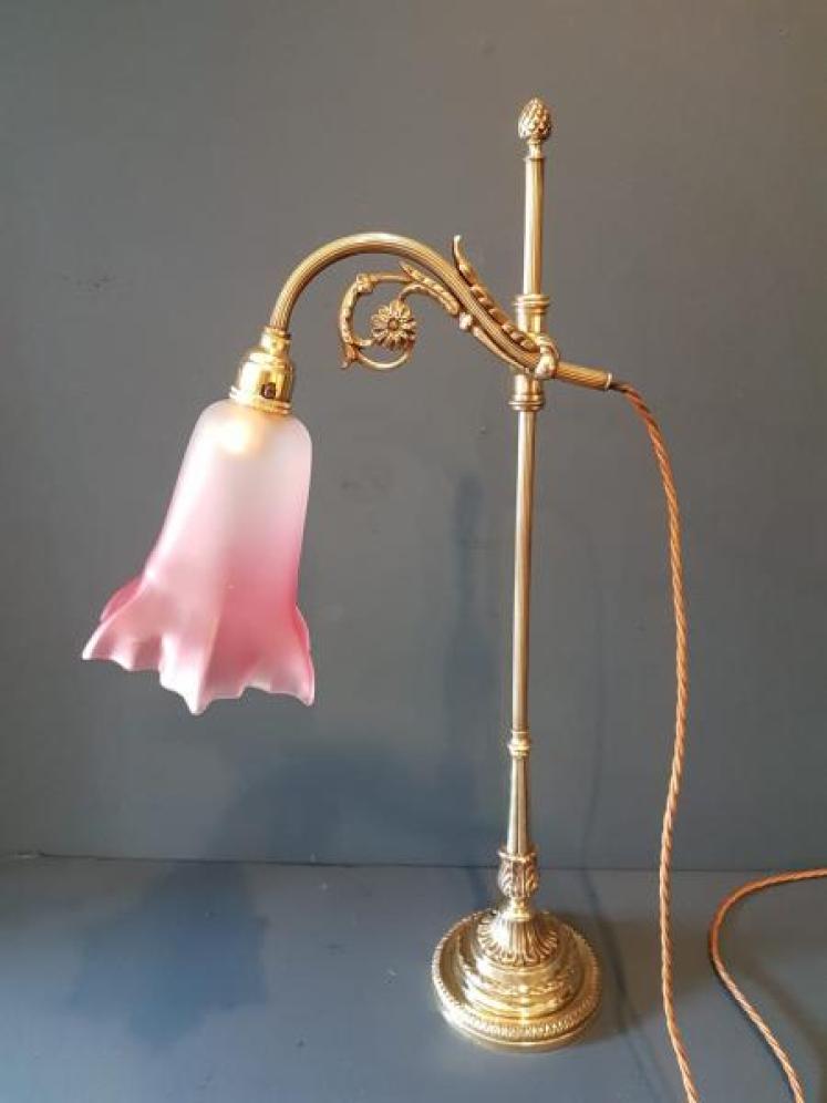 Edwardian Brass Rise and Fall Table Lamp  - Image 2