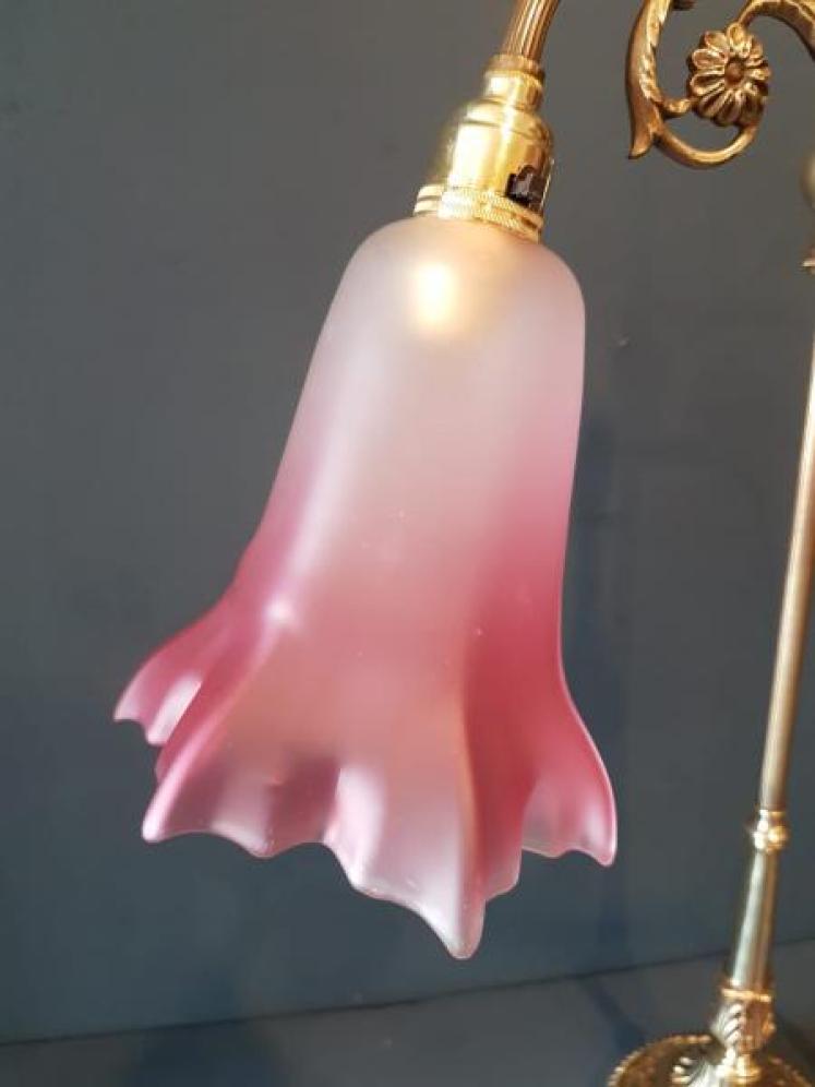 Edwardian Brass Rise and Fall Table Lamp  - Image 3