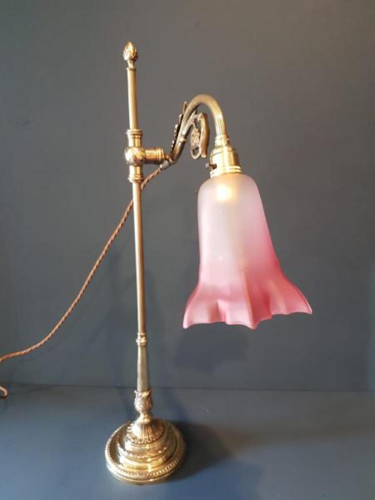 Edwardian Brass Rise and Fall Table Lamp  - Image 5